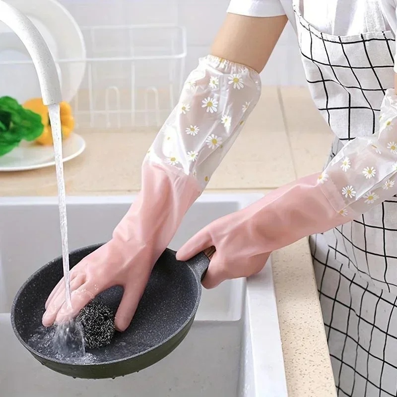 Dish Glove Rubber - Household Long Sleeve Rubber Gloves Dishwashing